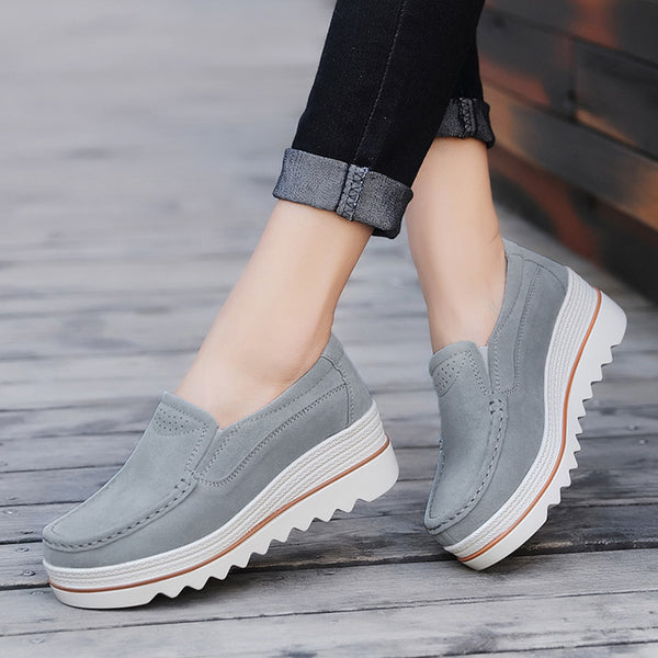 Women Flats Muffin Shoes Sneakers Leather Casual Shoes Creepers Moccasins